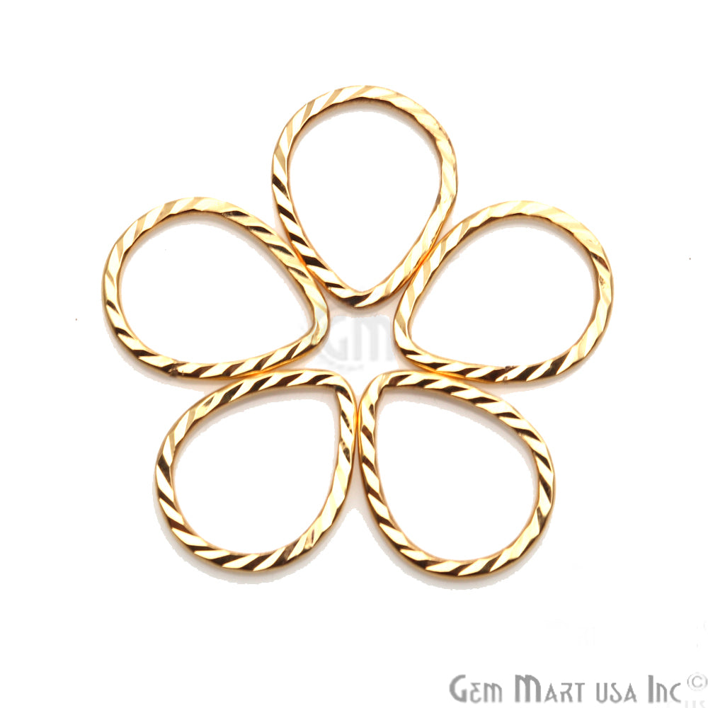 Gold Plated Pears Finding, Filigree Findings,Bracelets Pears Charm (Pick Size) - GemMartUSA