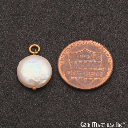 Pearl Round 16x12mm Gold Plated Single Bail Gemstone Pendant Connector - GemMartUSA