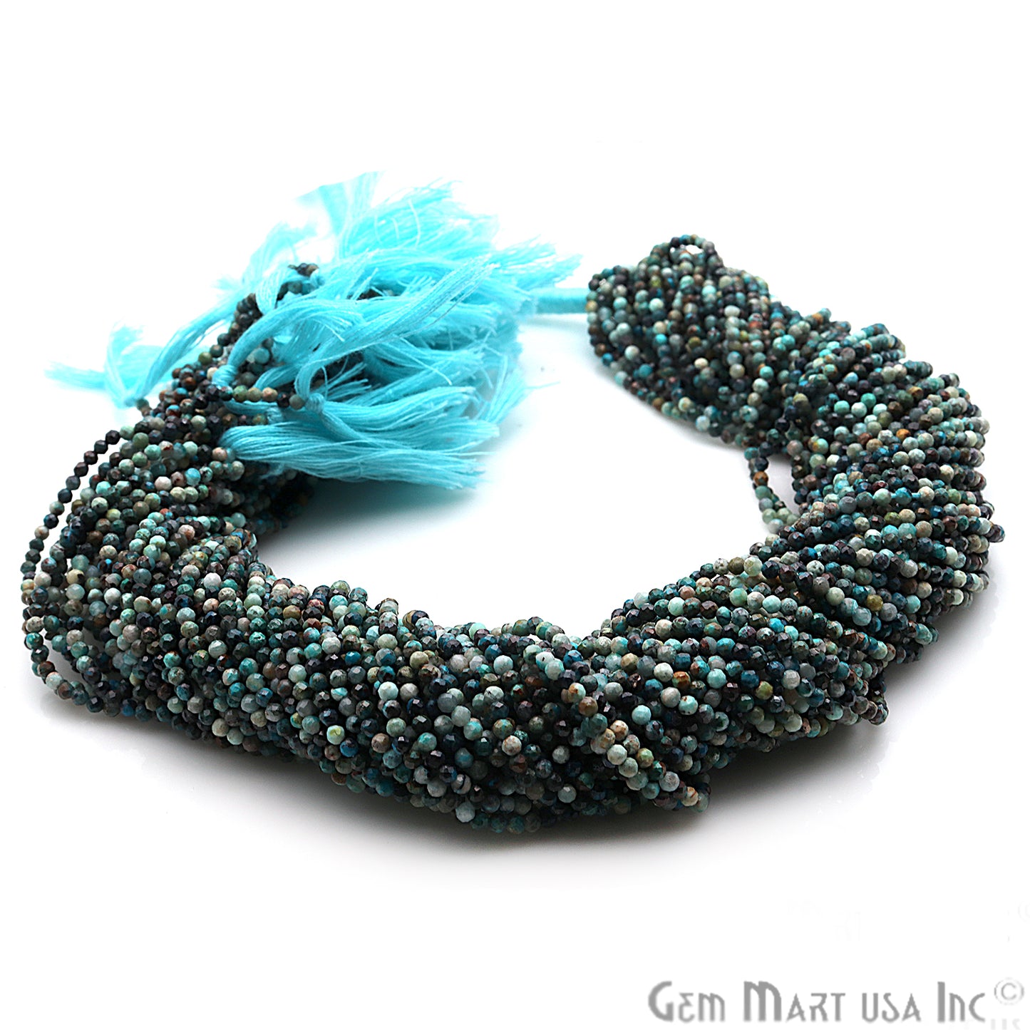 Chrysocolla Faceted Gemstones Rondelle Beads, Jewelry Making Supply Strand Beads - GemMartUSA