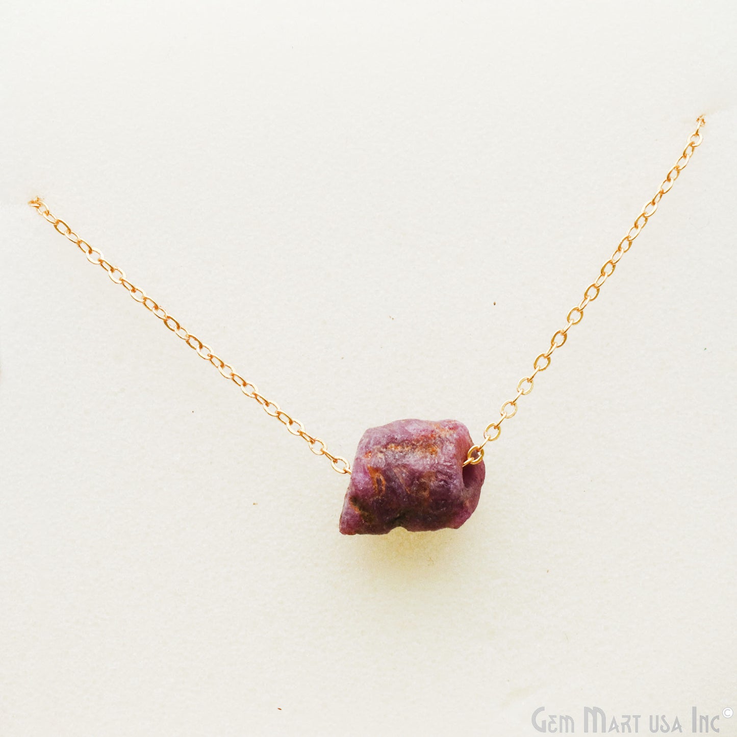 Rough Gemstone 15x12mm Gold Plated Necklace Chain