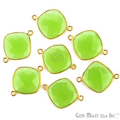 Cushion 14mm Double Bail Gold Bezel Gemstone Connector