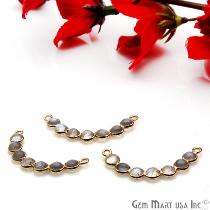 DIY, Labradorite Gold Plated 30X5mm Smiley Chandelier Finding Component - GemMartUSA