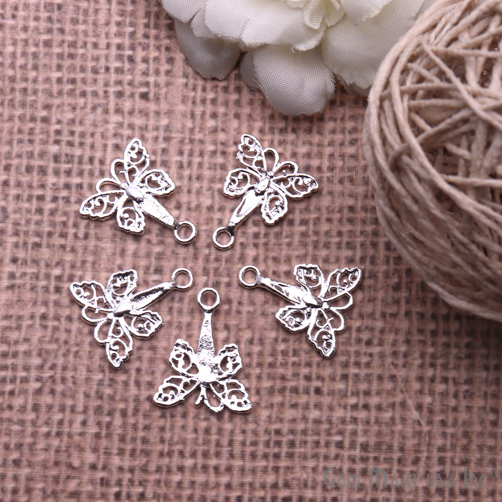 5 Pc Lot Butterfly Findings, Findings, Filigree Findings, Findings, Jewelry Findings, 19x17mm (50060) - GemmartUSA
