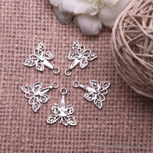 5 Pc Lot Butterfly Findings, Findings, Filigree Findings, Findings, Jewelry Findings, 19x17mm (50060) - GemmartUSA