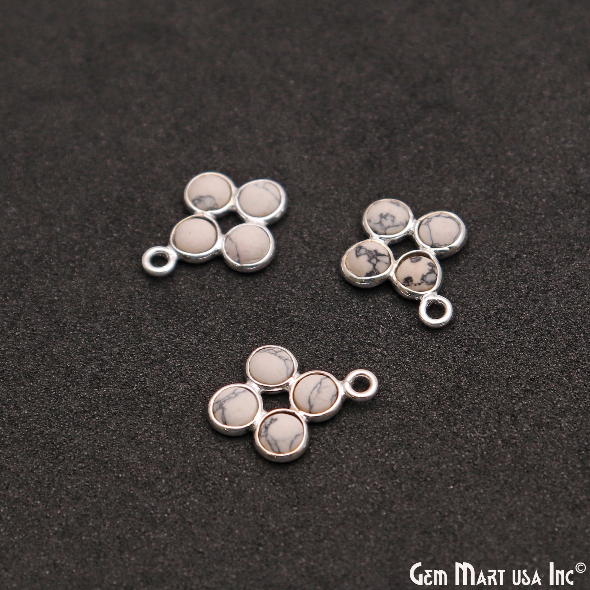 Howlite Component Silver Plated 4pc Square 15x9mm - GemMartUSA