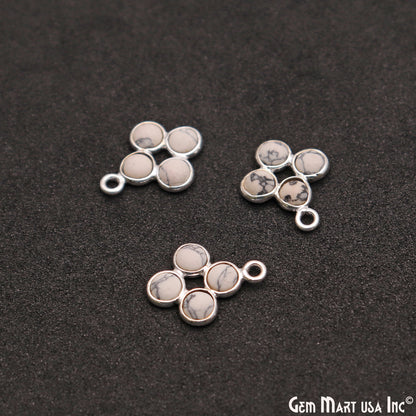 Howlite Component Silver Plated 4pc Square 15x9mm - GemMartUSA