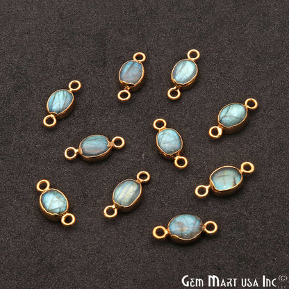 Flashy Labradorite Oval Shape Gold Edge 17x7mm Double Bail Connector - GemMartUSA