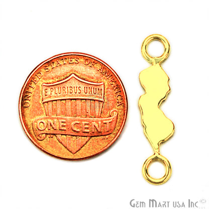 New Jersey' Shape Gold Vermeil Charm for Bracelet Pendants & Necklace - GemMartUSA