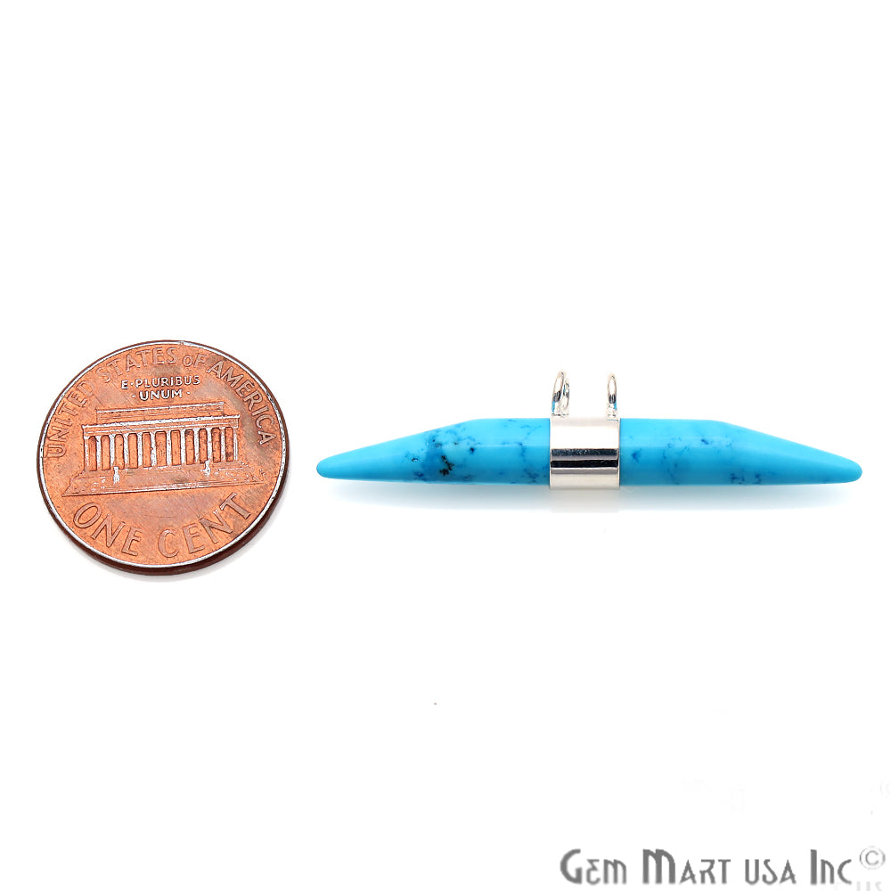 Double Point 41x9mm Gemstone Connector (Pick Your Gemstone & Plating) - GemMartUSA