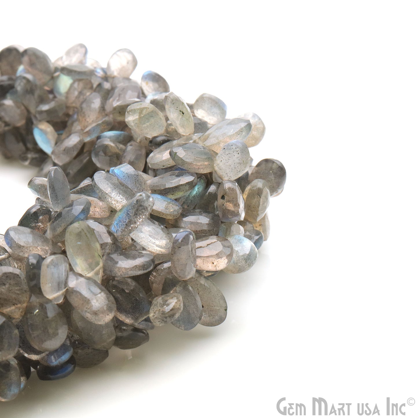 Labradorite Pears Beads, 8 Inch Gemstone Strands, Drilled Strung Briolette Beads, Pears Shape, 10x6mm