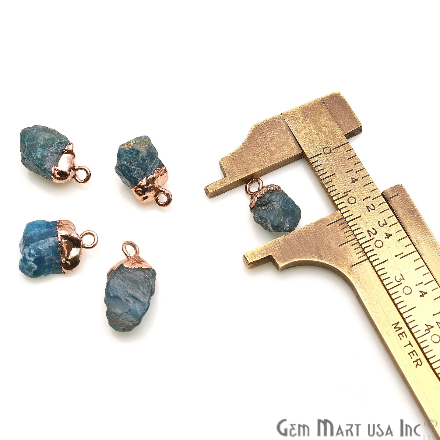 Rough Neon Apatite Gemstone 18x11mm Organic Rose Gold Edged Connector - GemMartUSA