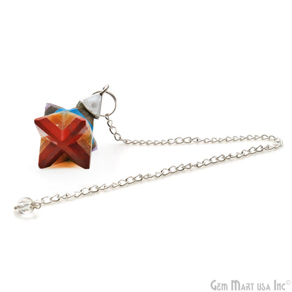 Merkaba Star 32x14mm Silver Plated Gemstone Necklace Pendant