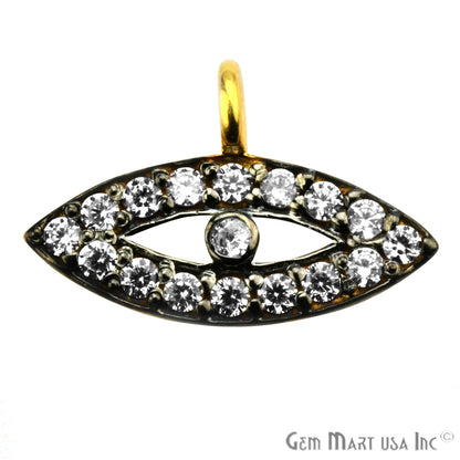 Small Marquise Eyes CZ Pave Gold Vermeil Charm for Bracelet & Pendants - GemmartUSA
