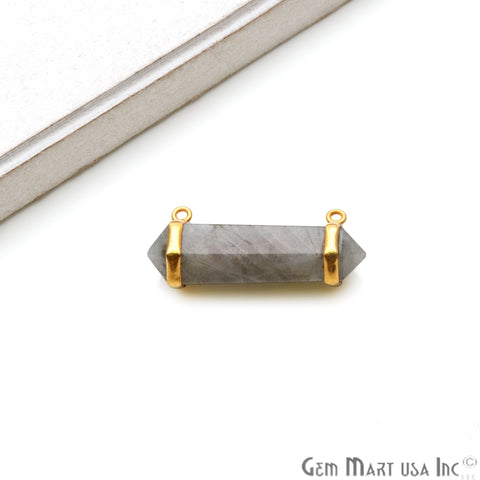 Gemstone 38x10mm Double Point Gold Plated Cat Bail Gemstone Connector (Pick Gemstone) - GemMartUSA