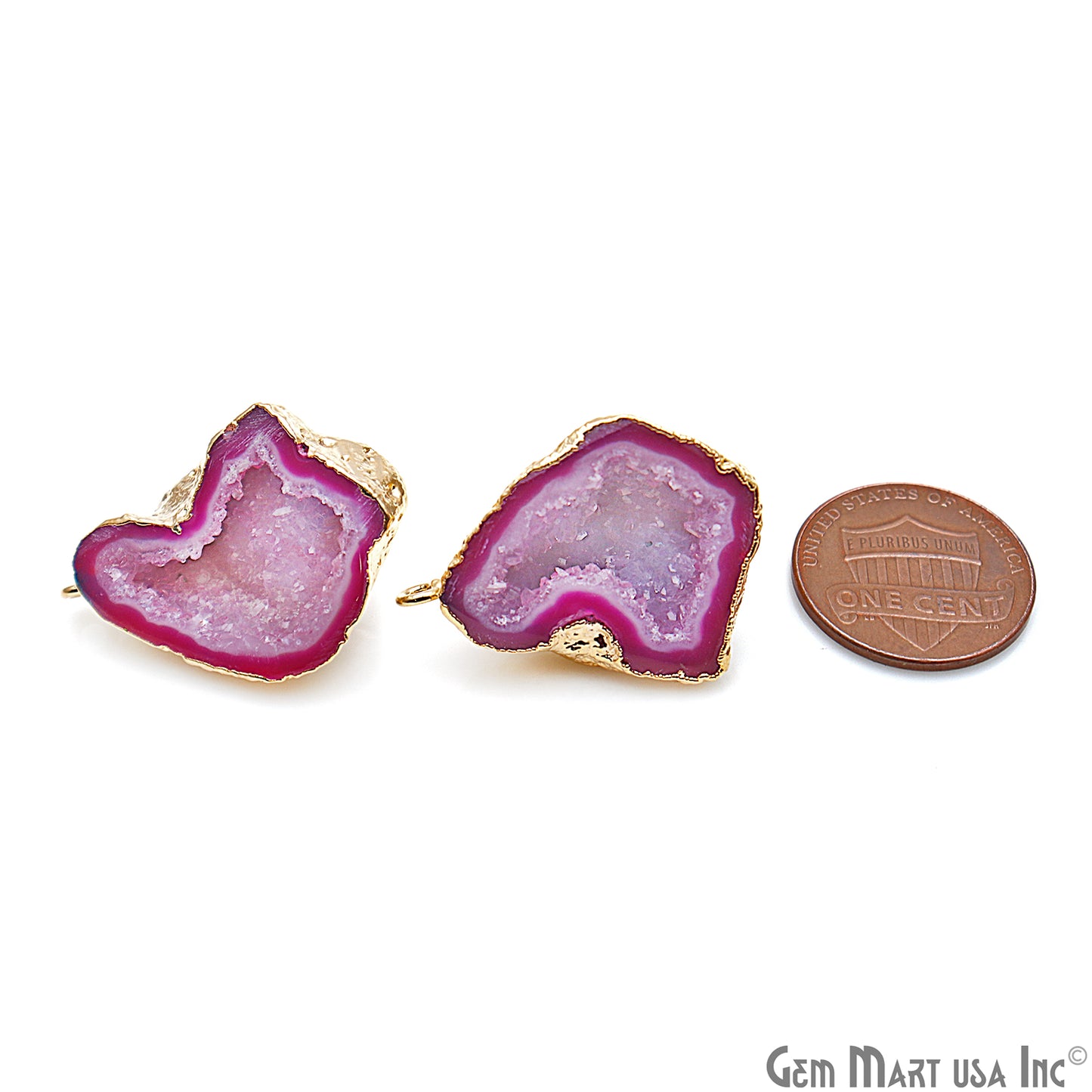 DIY Agate Slice Geode Druzy 20x26mm Gold Electroplated Loop Connector Studs Earrings - GemMartUSA