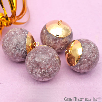 Gemstone Ball 25x28mm Gold Edged Single Bail Charm Ball Connector - GemMartUSA