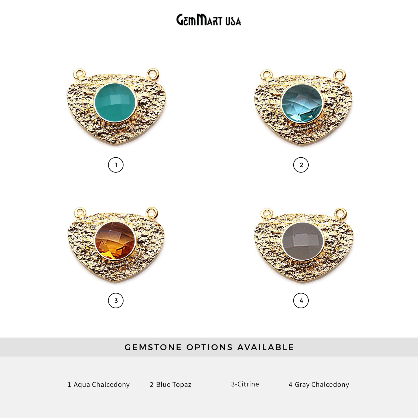 Gemstone Trillion Gold Plated Cat Bail Connector 1PC