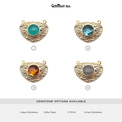 Gemstone Trillion Gold Plated Cat Bail Connector 1PC