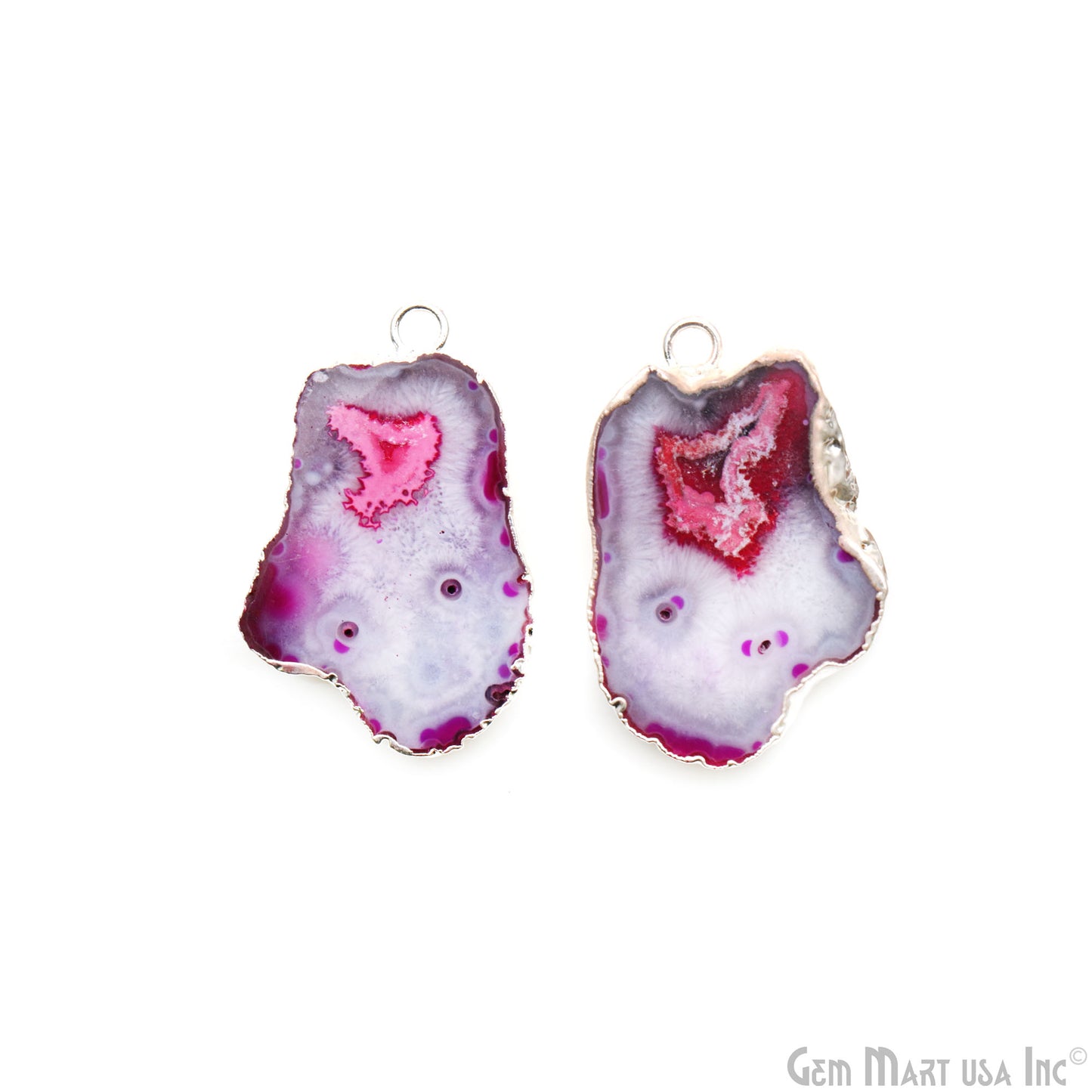 Geode Druzy 24x36mm Organic Silver Electroplated Single Bail Gemstone Earring Connector 1 Pair