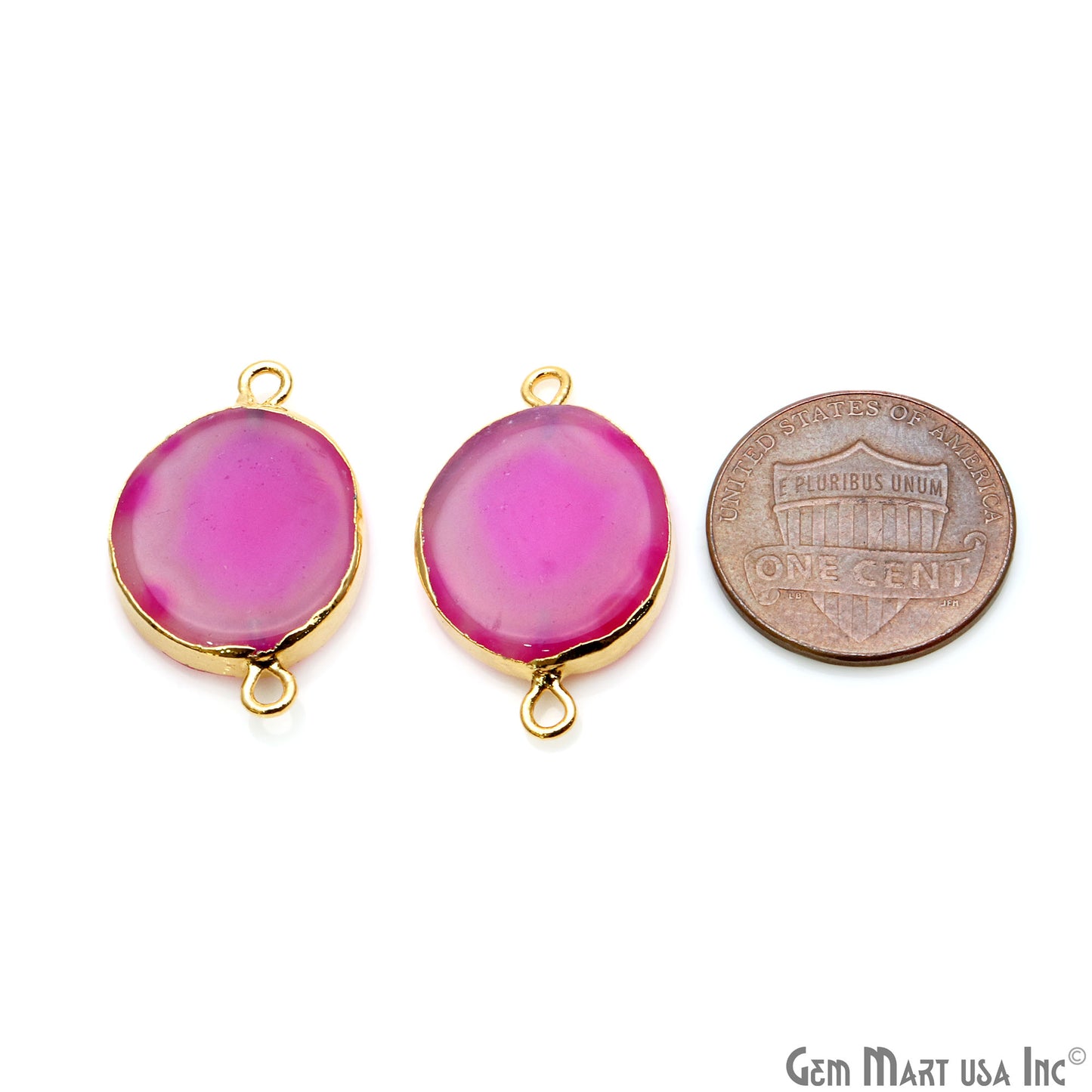 Agate Slice 24x15mm Organic Gold Electroplated Gemstone Earring Connector 1 Pair