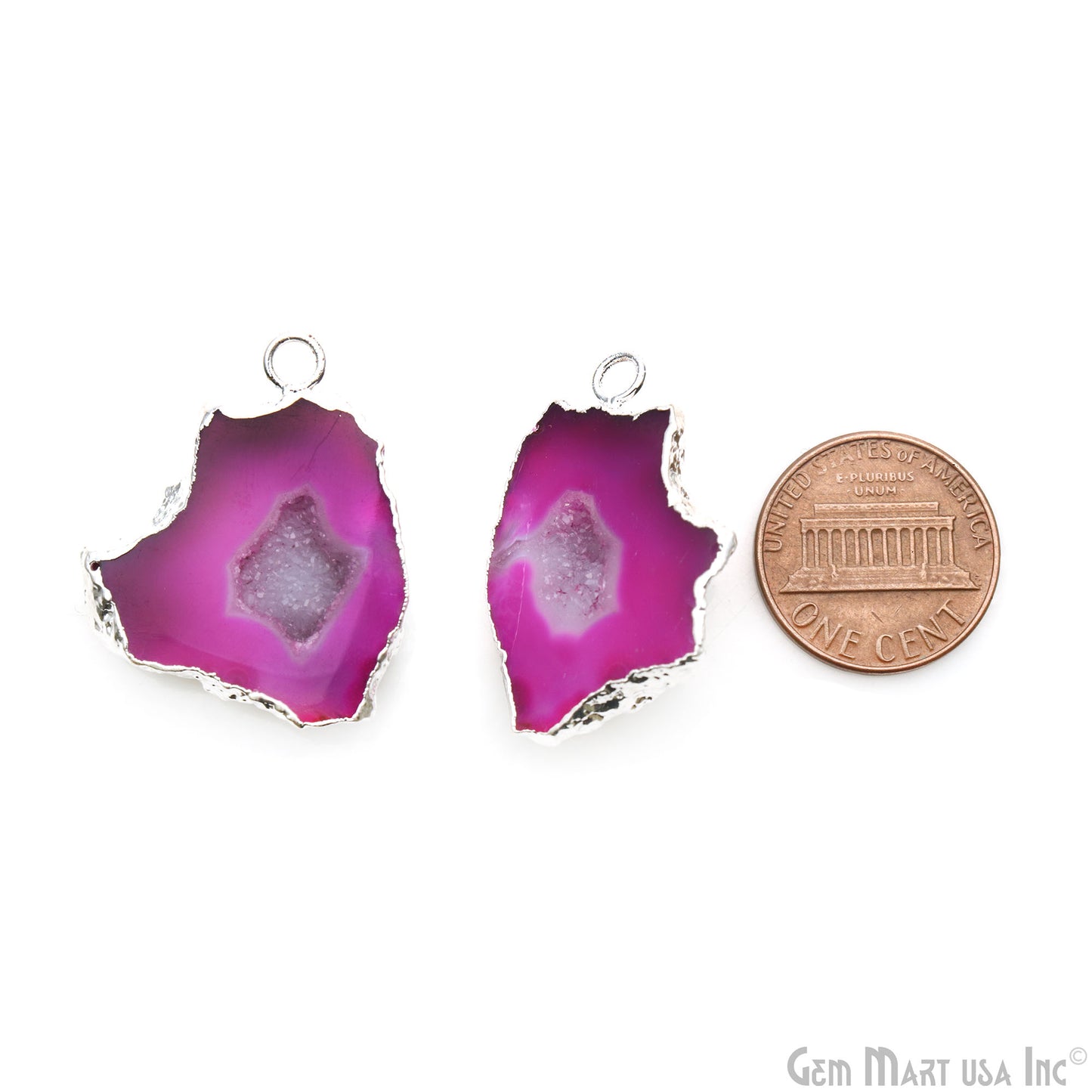 Geode Druzy 25x30mm Organic Silver Electroplated Single Bail Gemstone Earring Connector 1 Pair