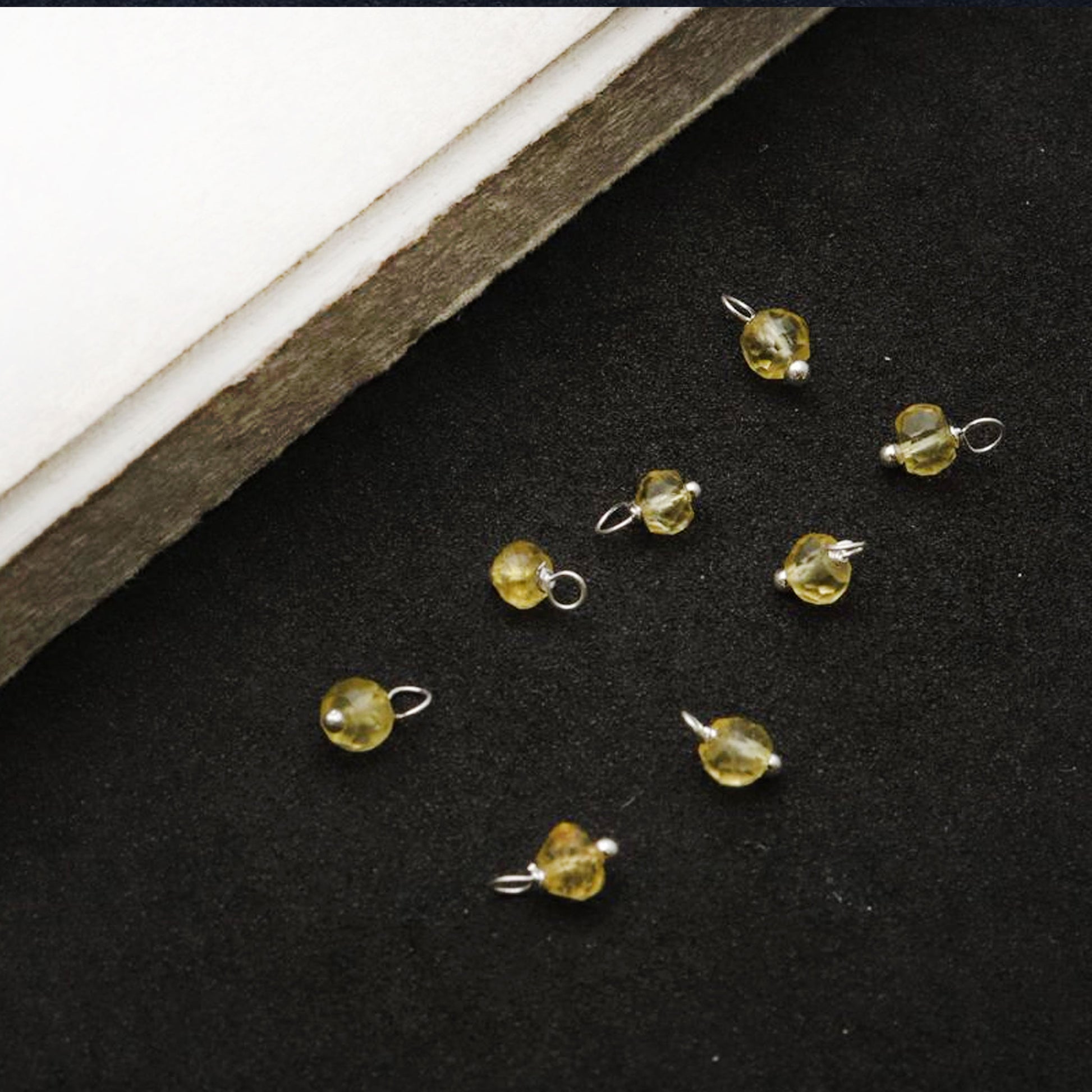 10pc Lot Faceted Tiny Silver Wire Wrapped Connector (Pick Gemstone) - GemMartUSA