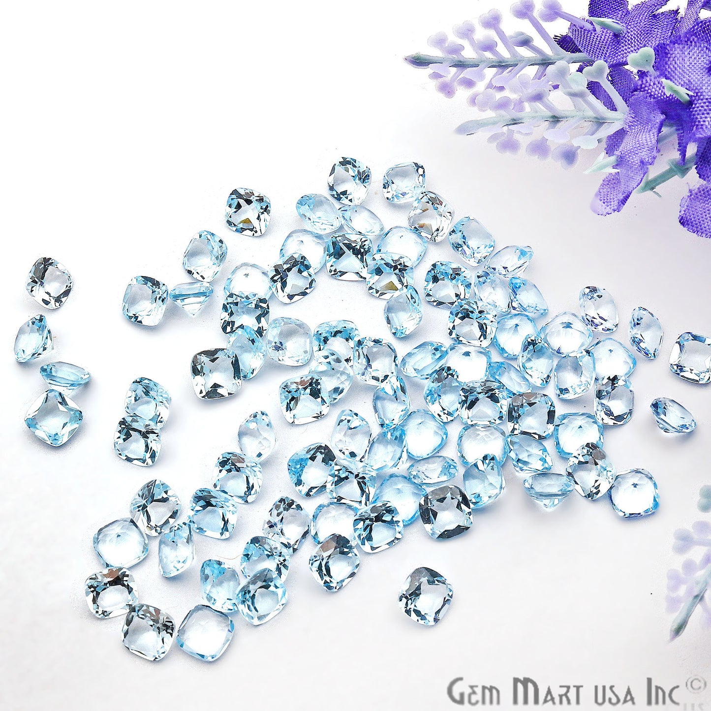 Blue Topaz Cushion Shape 6mm Faceted Loose Gemstone - GemmartUSA