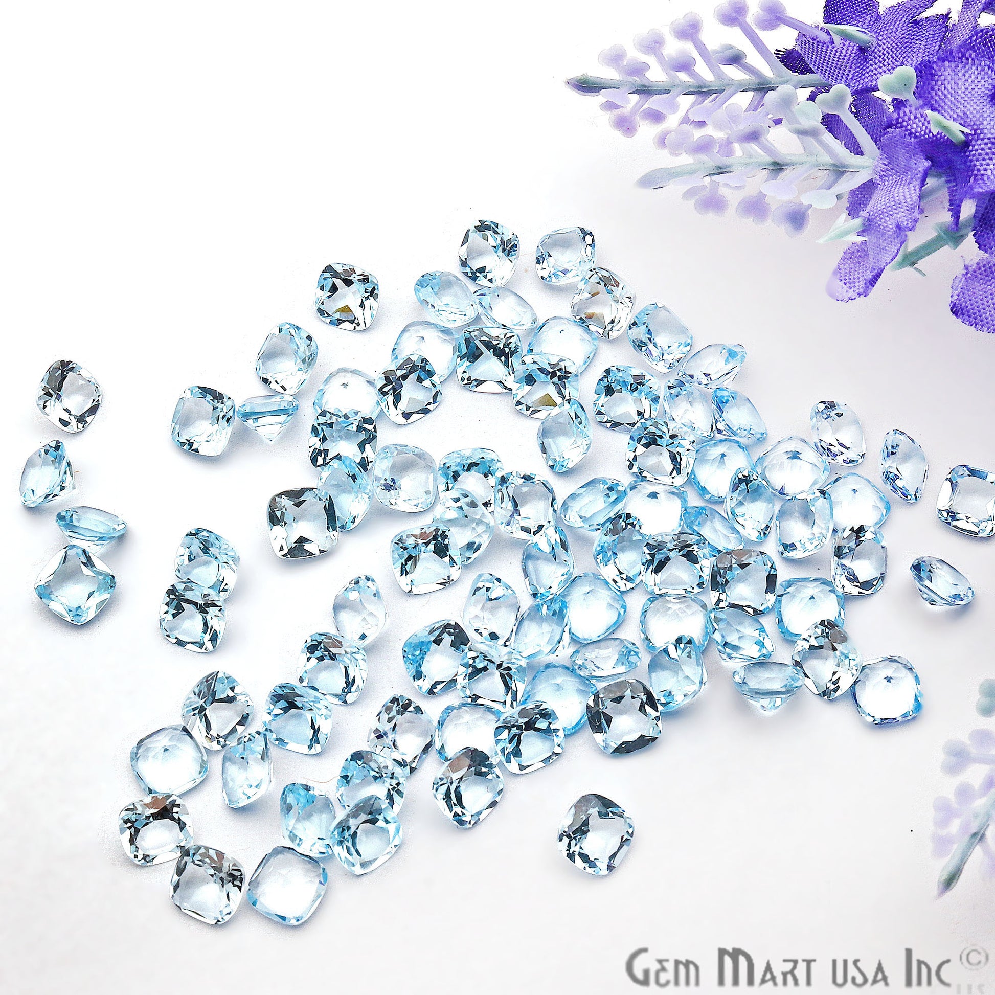 Blue Topaz Cushion Shape 6mm Faceted Loose Gemstone - GemmartUSA