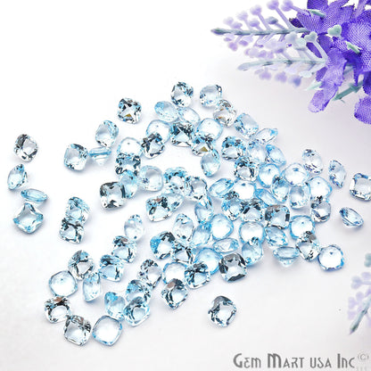 Blue Topaz Cushion Shape 6mm Faceted Loose Gemstone - GemmartUSA