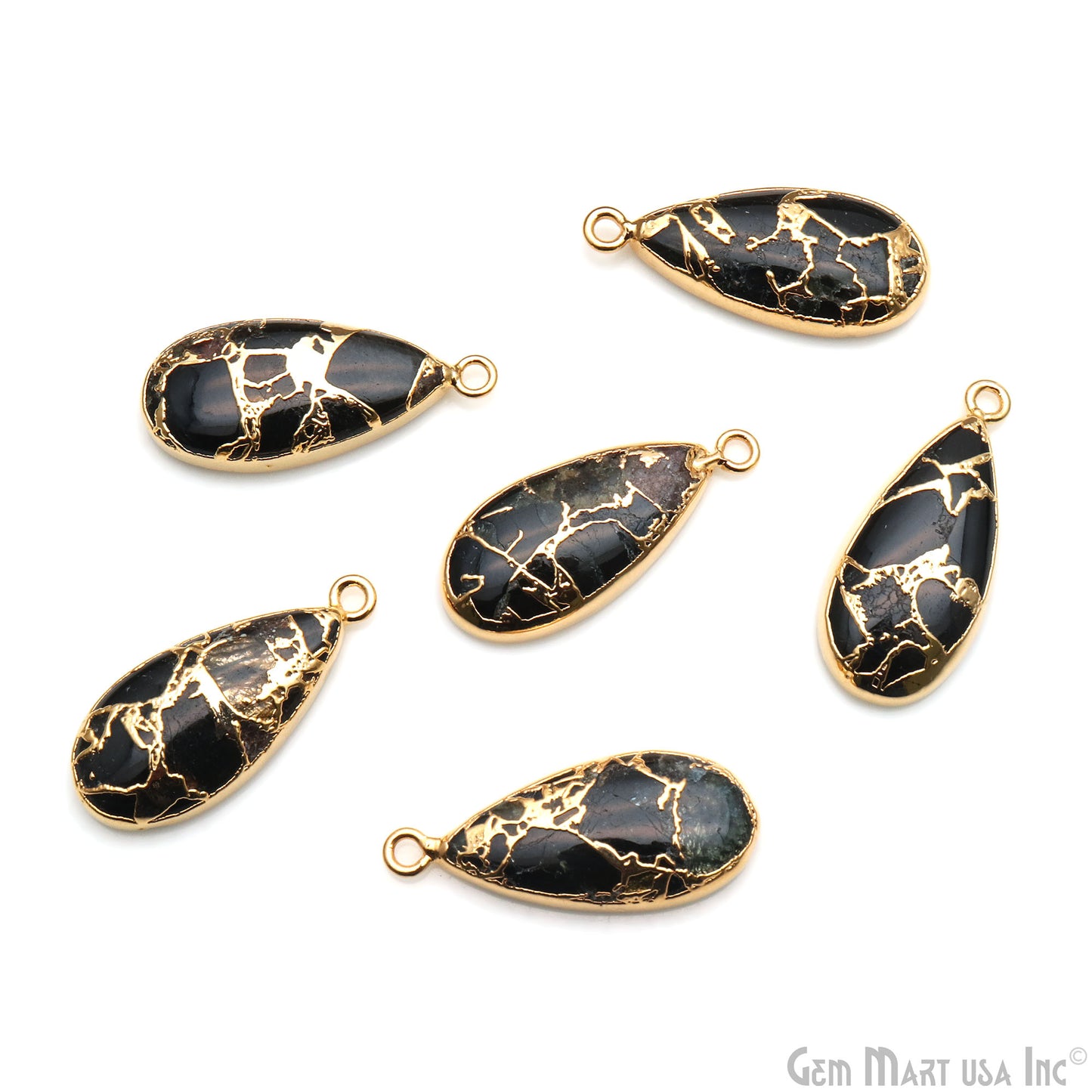 Pear Shape 28x12mm Gold Electroplated Single Bail Gemstone Connector