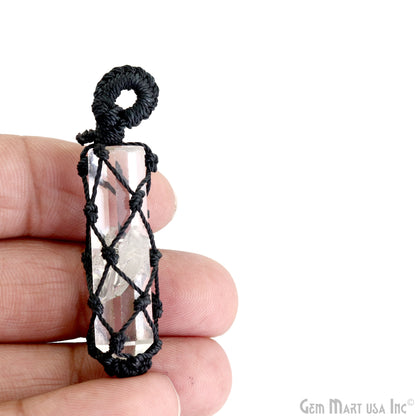 DIY Macrame Cage Crystal Holder Necklace Stone Holder Macrame Pendant 59x11mm