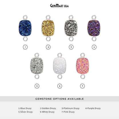 Titanium Druzy 9x11mm Octagon Double Bail Silver Bezel Connector