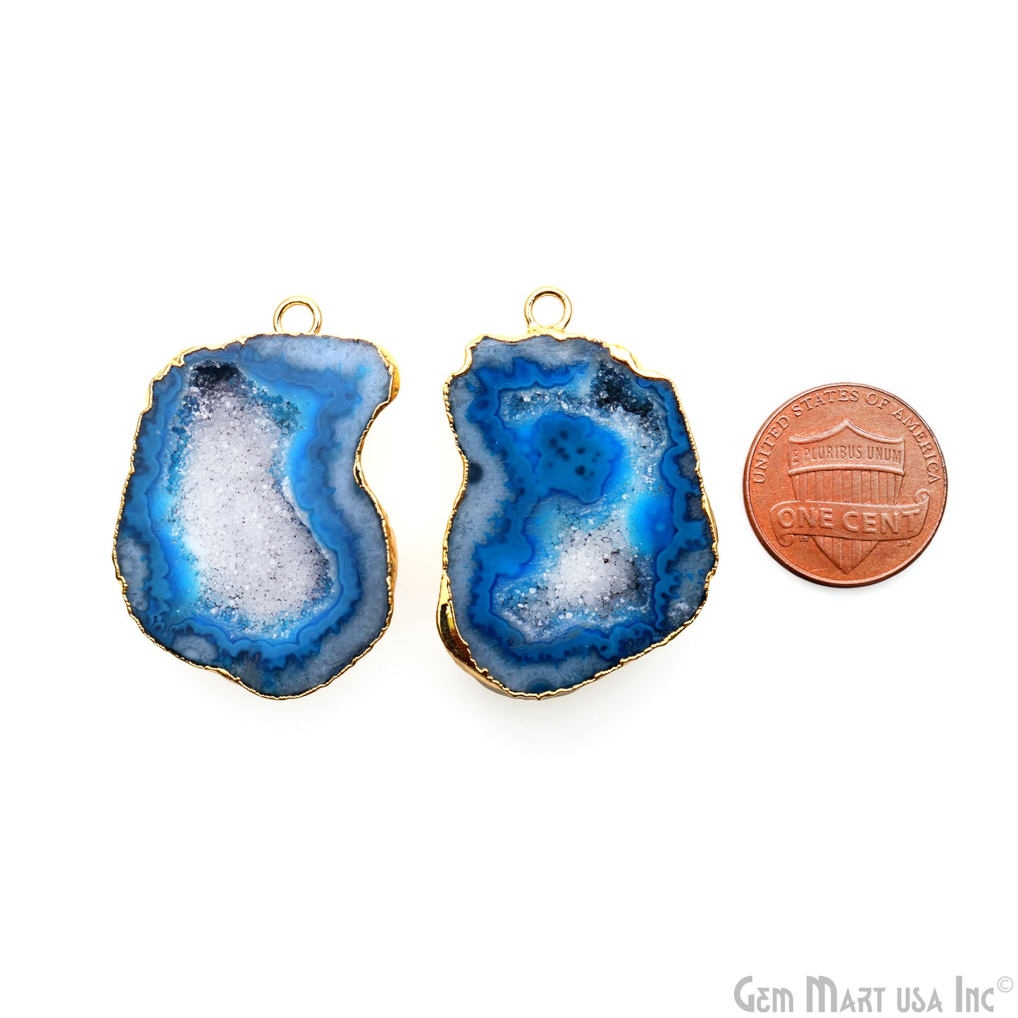 Geode Druzy 36x25mm Organic Gold Electroplated Single Bail Gemstone Earring Connector 1 Pair