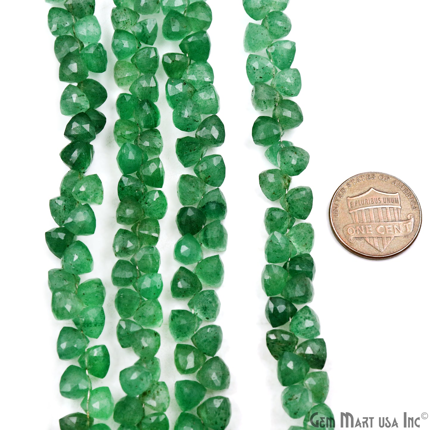 Aventurine Triangle Beads, 8 Inch Gemstone Strands, Drilled Strung Briolette Beads, Triangle Shape, 6-7mm