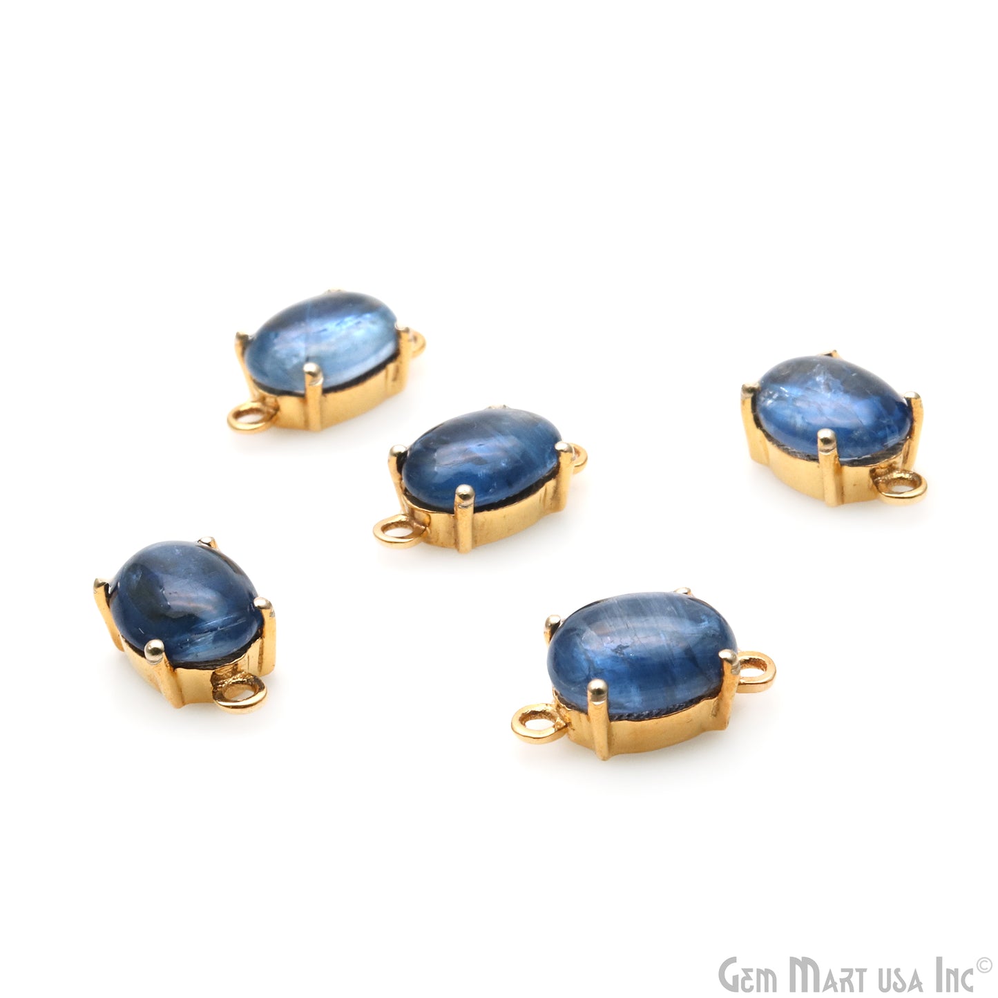 Kyanite Gemstone Oval 7x9mm Prong Setting Gold Plated Connector