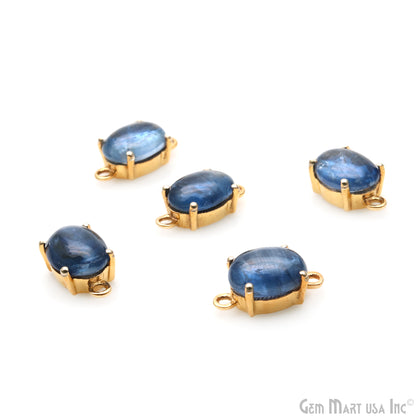 Kyanite Gemstone Oval 7x9mm Prong Setting Gold Plated Connector