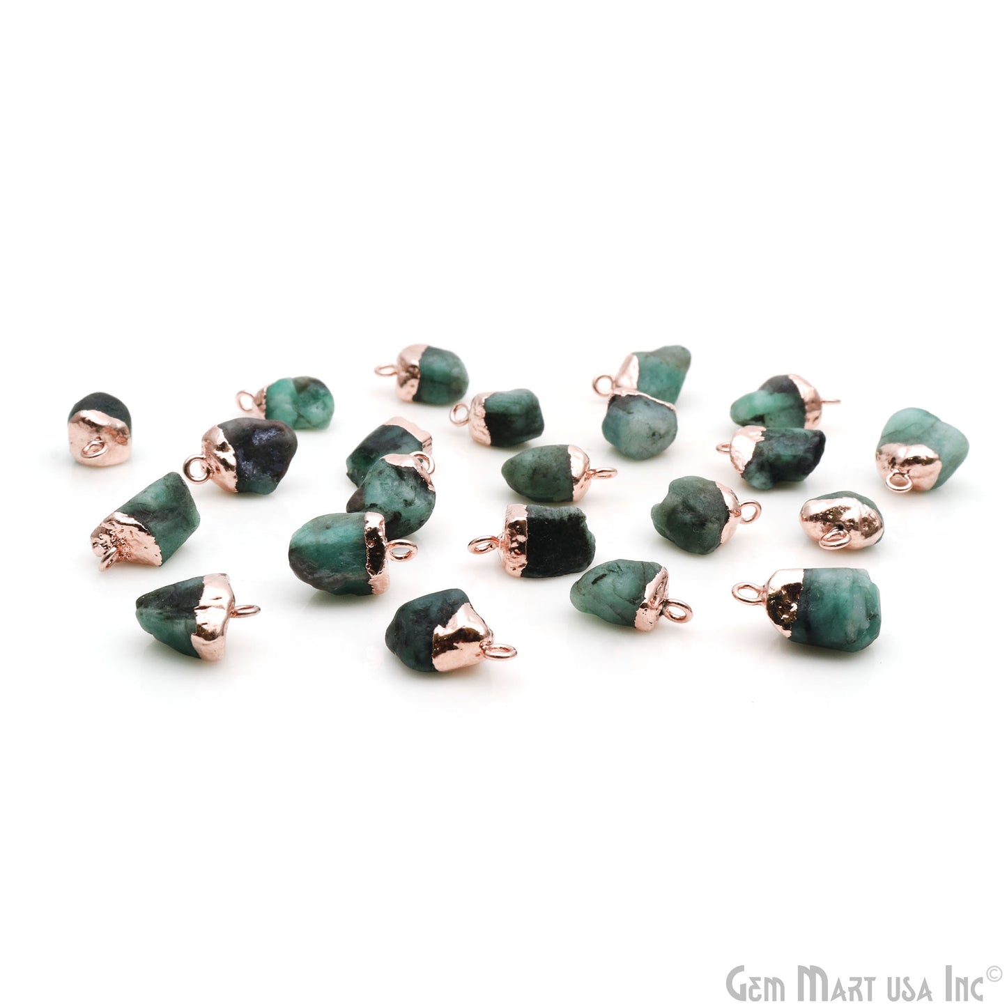 Emerald Gemstone Rose Gold Electroplated Single Bail Connector