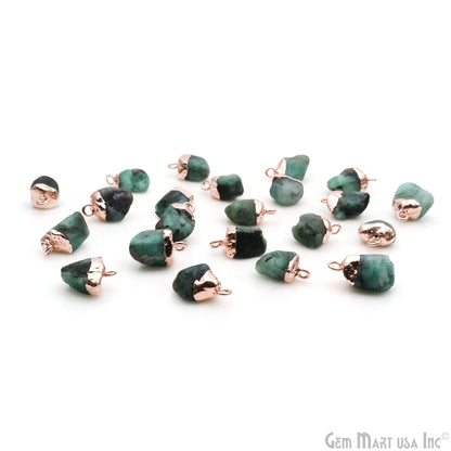 Emerald Gemstone Rose Gold Electroplated Single Bail Connector
