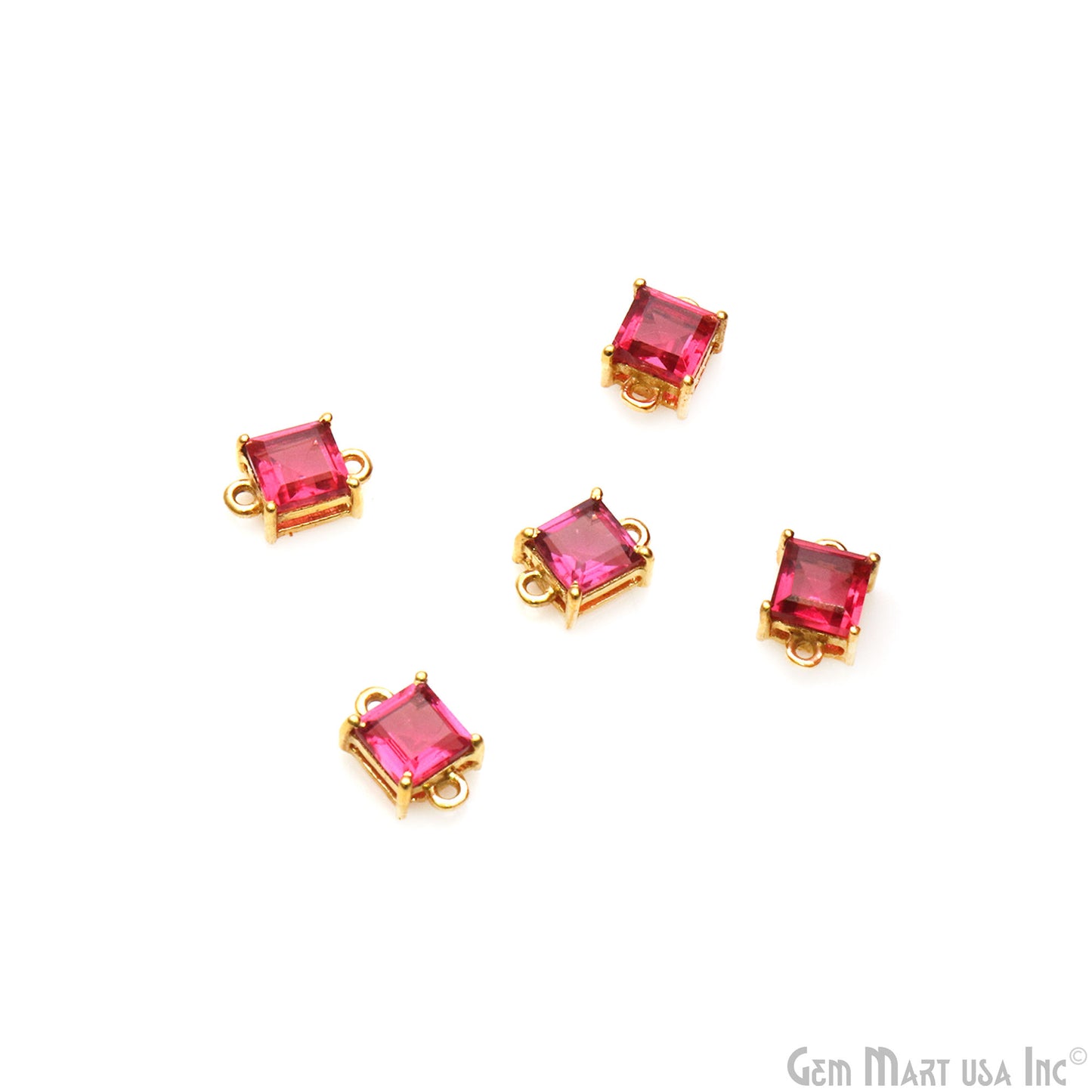 Faceted Square 6mm Prong Gold Plated Double Bail Connector