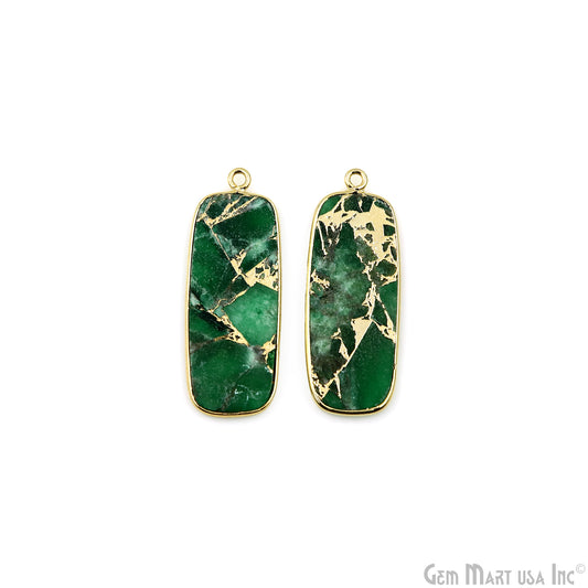 Green Mohave 34x12mm Gold Plated Single Bail Earring Connector 1 Pair