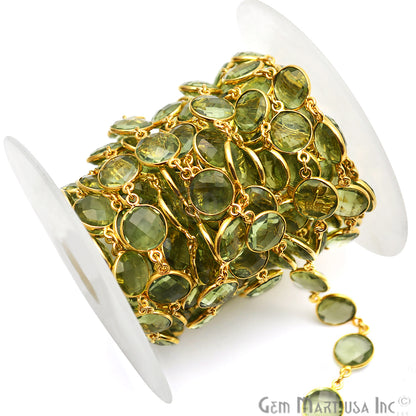 Green Amethyst 12mm Round Gold Plated Continuous Connector Chain - GemMartUSA (764270805039)