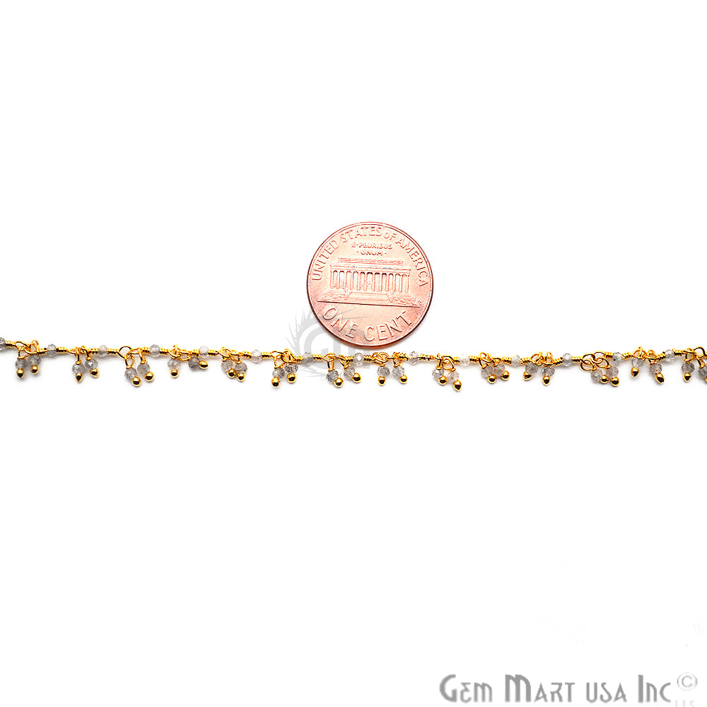 Labradorite Faceted Beads Gold Wire Wrapped Cluster Rosary Chain - GemMartUSA (763749531695)