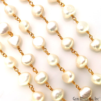 Pearl Gold Plated Wire Wrapped Beads Rosary Chain (763764768815)