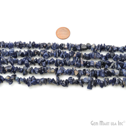 Sodalite Chip Beads, 34 Inch, Natural Chip Strands, Drilled Strung Nugget Beads, 7-10mm, Polished, GemmartUSA (CHSD-70004)