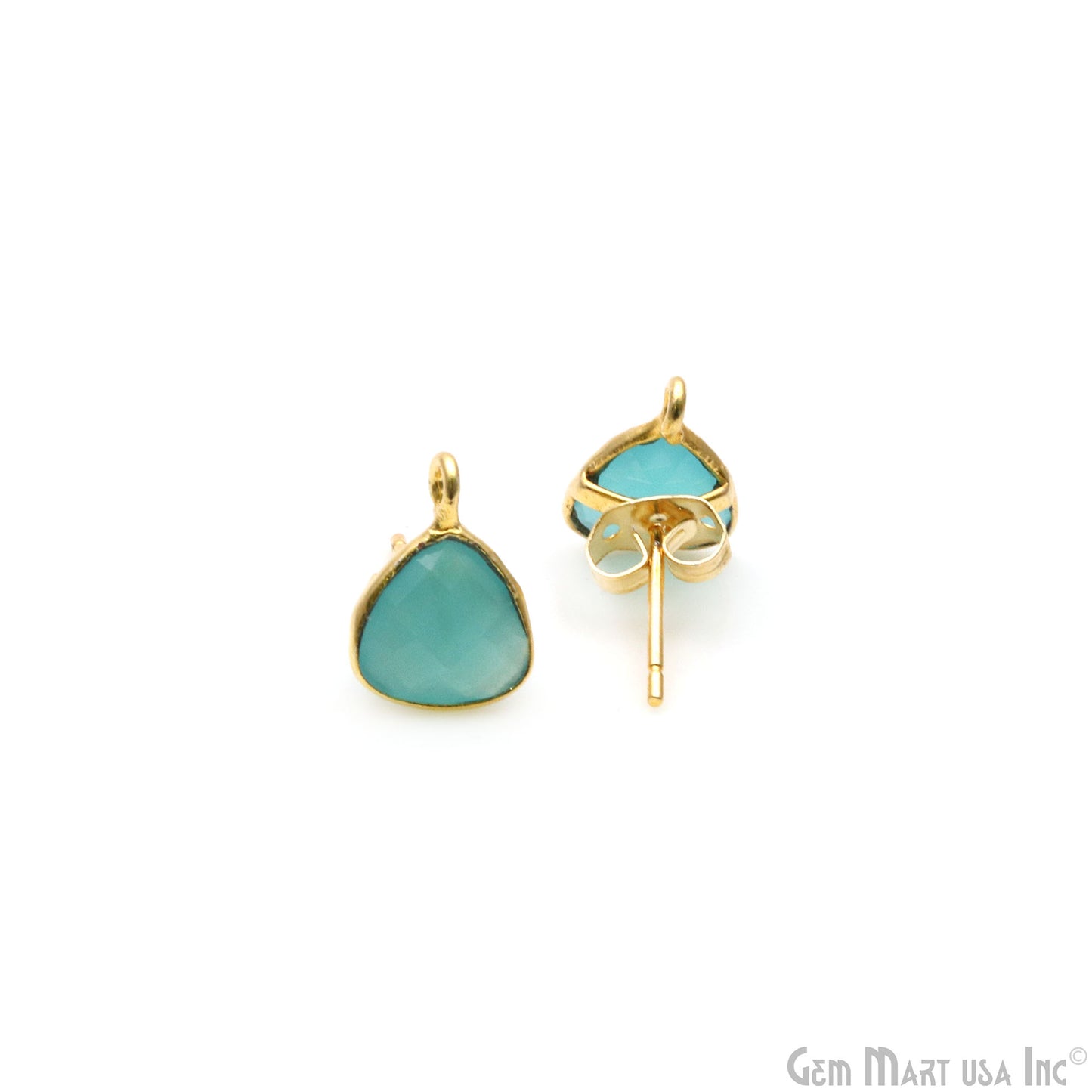 DIY Trillion 8mm Gold Bail Gemstone stud Earring