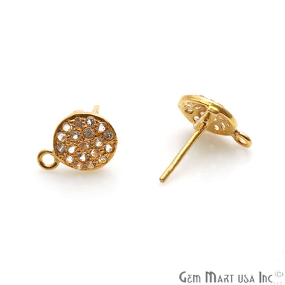 DIY Round Shape Cubic Zircon 12x9mm Gold Plated Single Bail Stud Earring - GemMartUSA