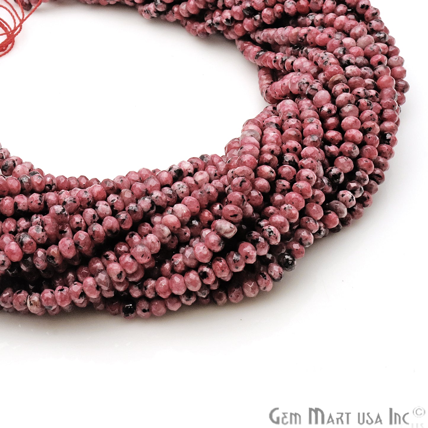 Rhodochrosite Jade 3-4mm Faceted Rondelle Beads Strands 14Inch - GemMartUSA