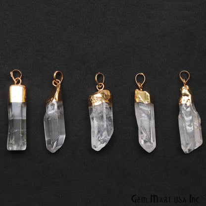 Crystal Point Pencil Pendant, 42x9mm 24k Gold Plated Gemstone Point Pencil Charm Pendant(GPCL-14046)
