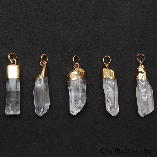 Crystal Point Pencil Pendant, 42x9mm 24k Gold Plated Gemstone Point Pencil Charm Pendant(GPCL-14046)