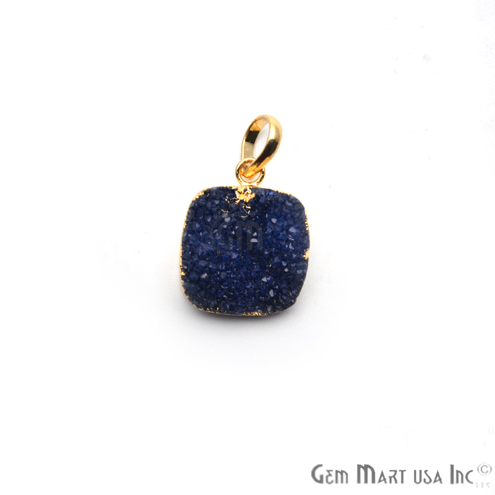 Blue Druzy 24x20mm Gold Electroplated Single Bail Pendant - GemMartUSA